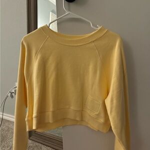 Yellow Cropped daily dills Sweatshirt